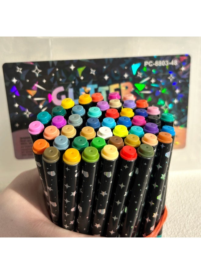 Teeny Baby 48 Colors Glitter Dual-Tip Marker Set with Flexible Brush & Fine Tips, Portable Storage Case - Image 5