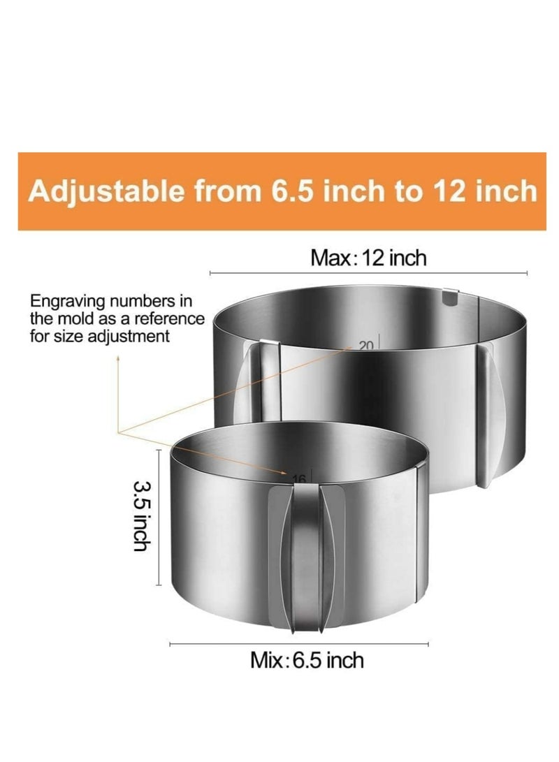 DAILYCHIC 4PCS Cake Baking Tools Set, Cake Collar Clear,Cake Mould Ring Stainless Steel Adjustable 6.5-12 Inch Mousse Cake Baking with Cake Strips Cake Rolls Mousse Cake Acetate Sheet Delicate Stickers - Image 4