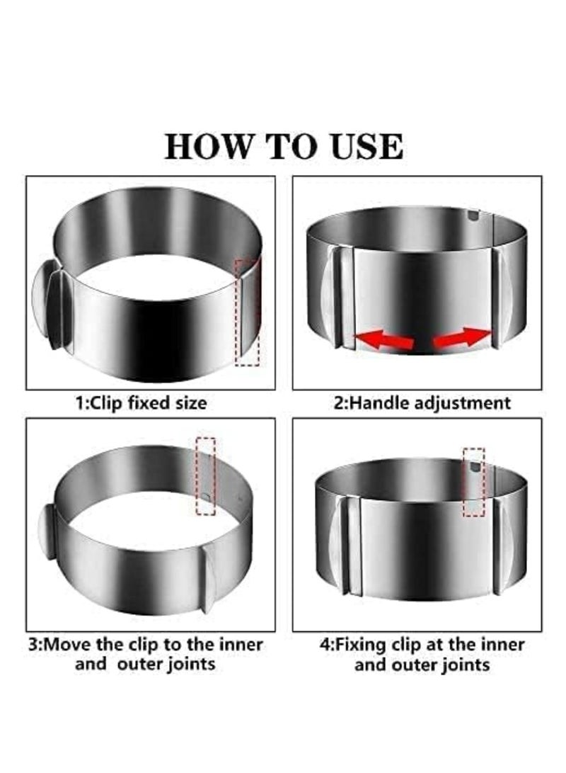 DAILYCHIC 4PCS Cake Baking Tools Set, Cake Collar Clear,Cake Mould Ring Stainless Steel Adjustable 6.5-12 Inch Mousse Cake Baking with Cake Strips Cake Rolls Mousse Cake Acetate Sheet Delicate Stickers - Image 5
