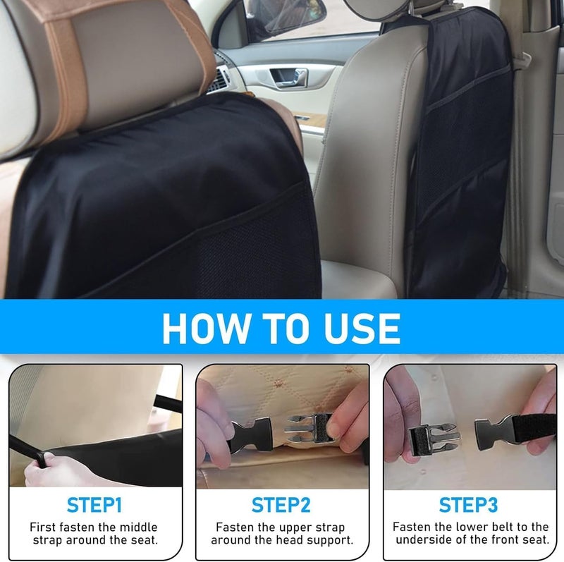 2 Pcs Car Seat Cushion for Tesla Model 3 2017-2025, Car Seat Protector, Waterproof & Durable 600D Fabric, Non-Slip with Storage Pockets, 67×44cm - Image 3