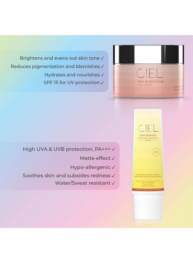 CIEL SPF 15 Day Cream & SPF 50 Glow Sunscreen | For Glowing & Radiant Skin | 100% Vegan | For All Skin Types | Moisturizer and Sunscreen Combo - 100 g - Image 2