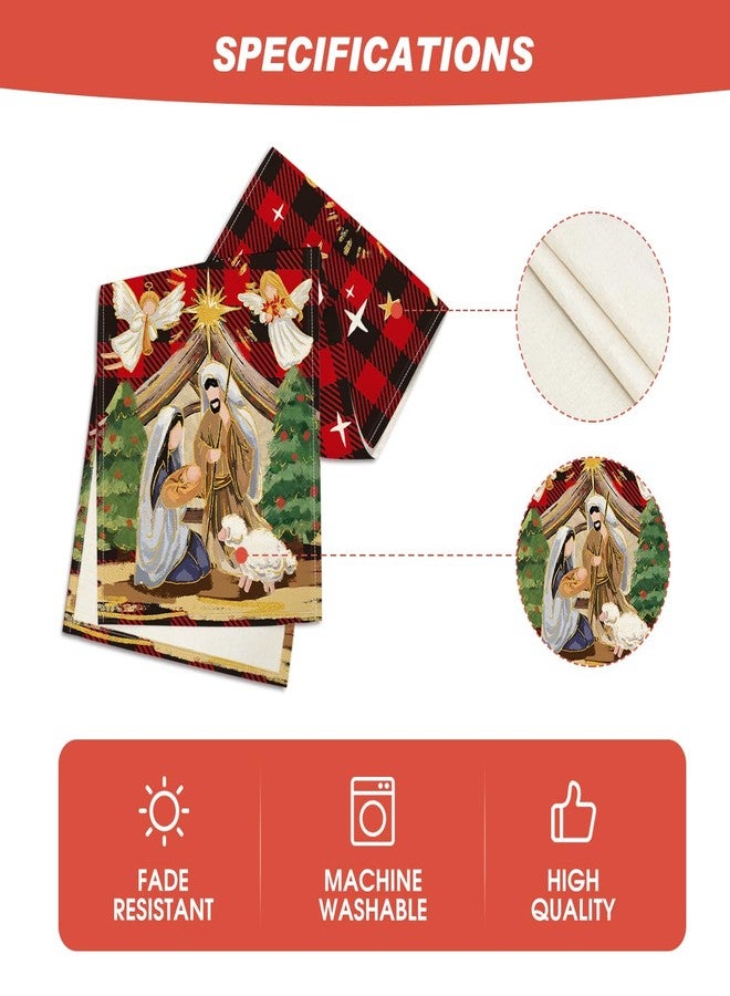 Artoid Mode Buffalo Plaid Kogiya Shepherd Christmas Table Runner, Winter O Holy Night Xmas Kitchen Dining Table Decoration for Home Party Decor 13x72 Inch - Image 5