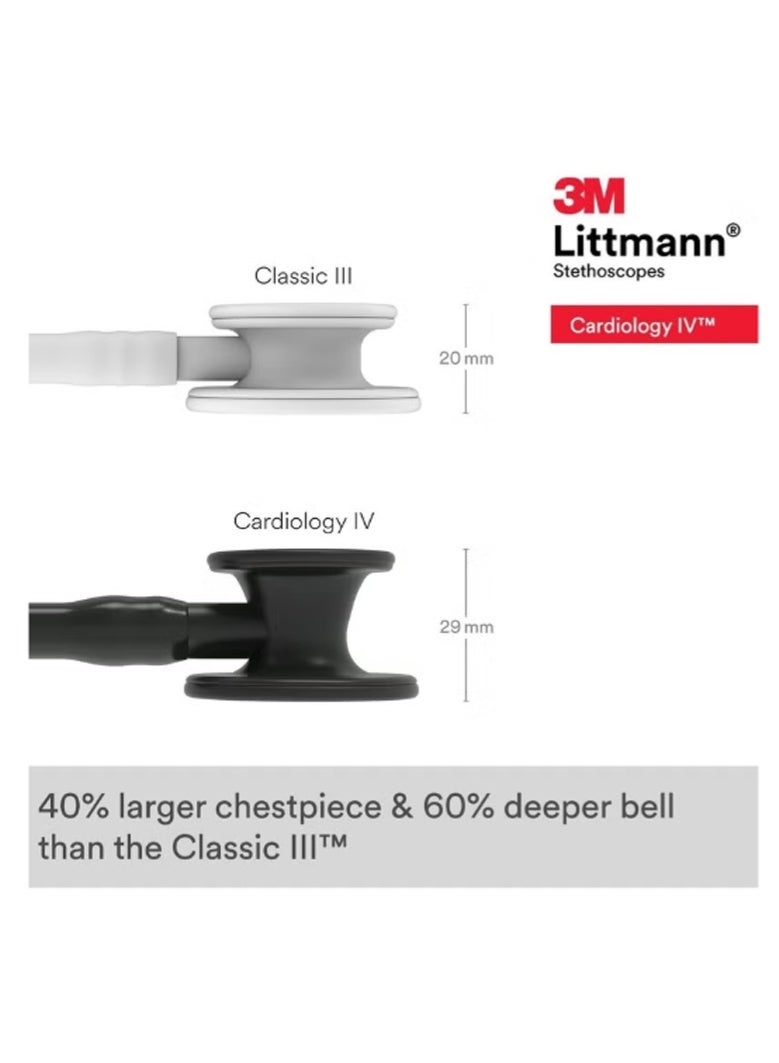 3M Littmann Stethoscope, Cardiology IV 27 inch Black Tube Black Chestpiece 6163 - Image 4