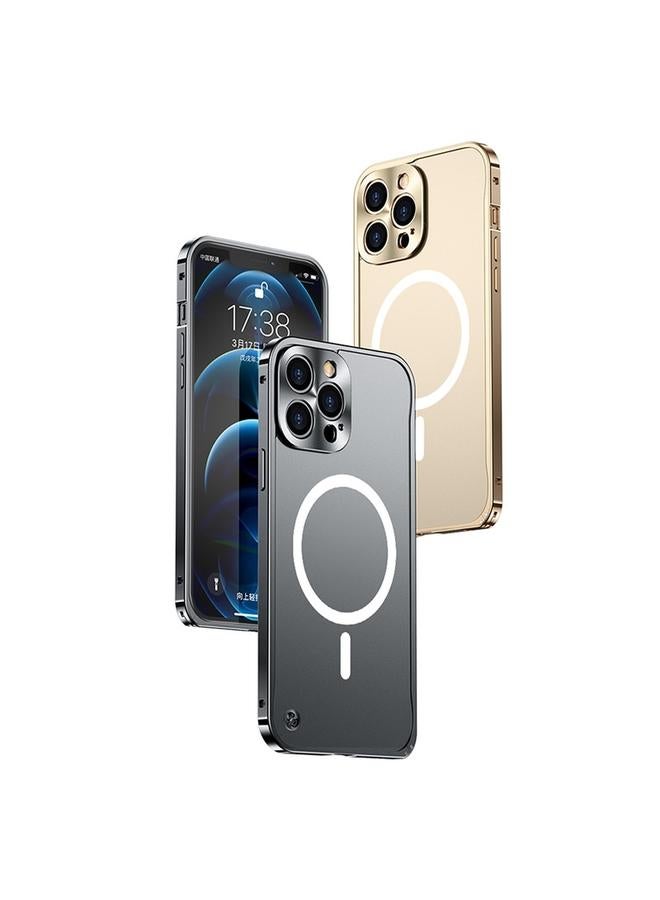S-TOP Case For iPhone 14 Pro Max MagSafe Magnetic Metal Frame Frosted Phone Case - Image 3