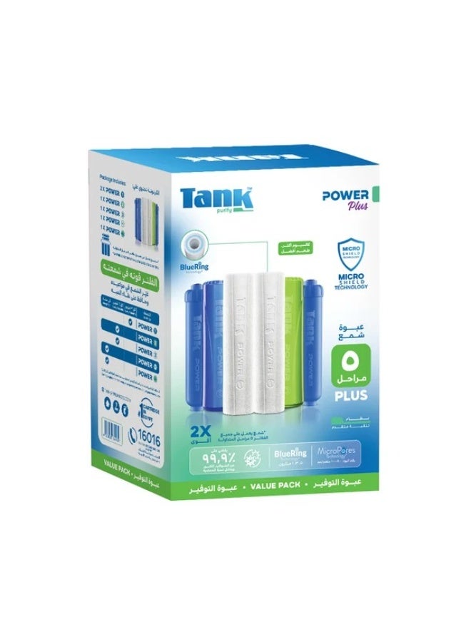 Tank Power Plus 5 Stages Cartridge Pack – 6 Replacement Filter Cartridges – Blue Ring® & Micro Pores® Technology – 5-Stage Water Filtration 14/012/0028 - Image 2