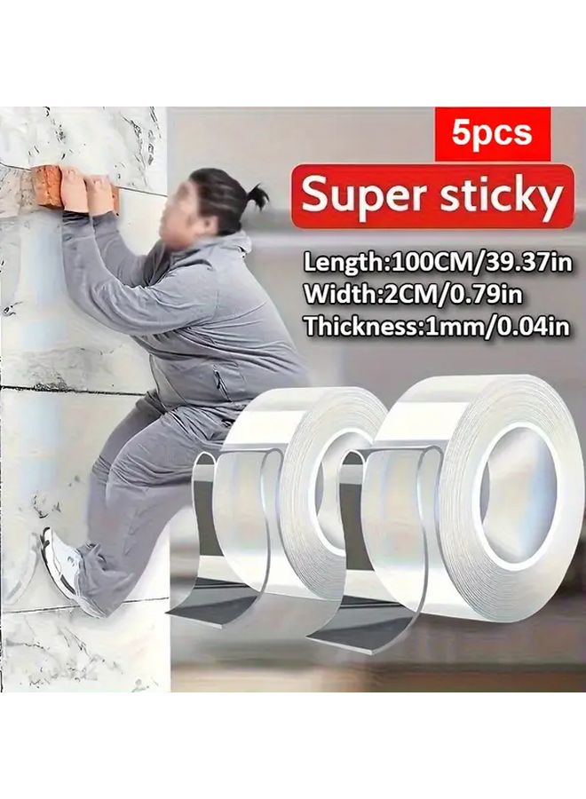 5pcs Transparent Heavy Duty Double Sided Nano Tape Super Strong Reusable - Image 2