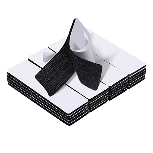 JUMINIZ 20 Sets 1x4 Inch Hook and Loop Fastener Strips with Adhesive Heavy Duty Double Sided Sticky Picture Hanging Wall Mounting Tape for Home and Office Use, Black - Image 1