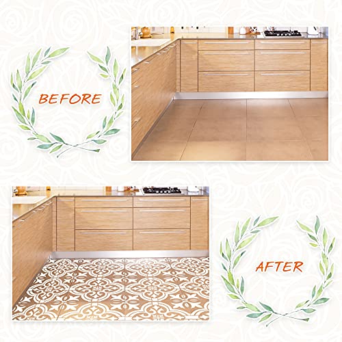 Zonon Mandala 6 Pieces Reusable Tile Stencil 12 x 12 Inches Wall Templates Tile Pattern Stencil Mandala Drawing Templates for DIY Scrapbooks Wall Floor Home Decors - Image 3