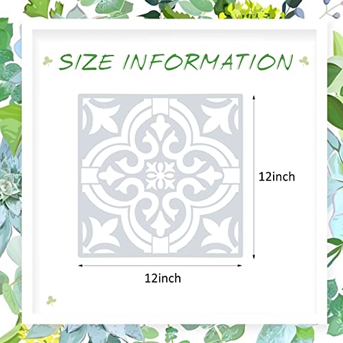 Zonon Mandala 6 Pieces Reusable Tile Stencil 12 x 12 Inches Wall Templates Tile Pattern Stencil Mandala Drawing Templates for DIY Scrapbooks Wall Floor Home Decors - Image 2