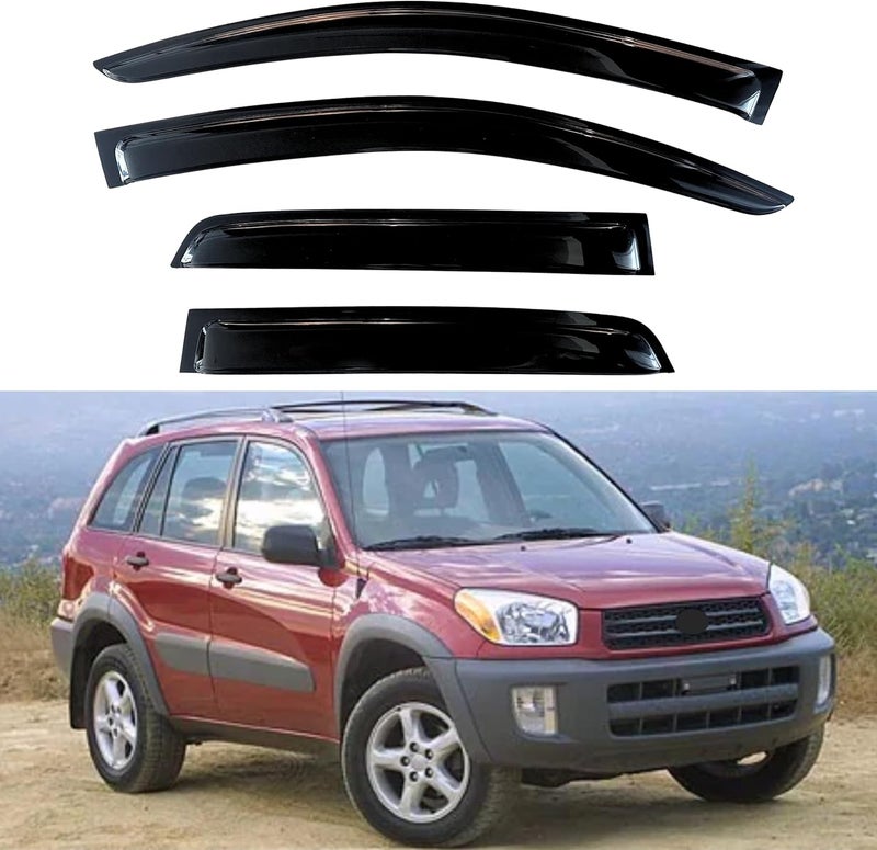 KPY Window Visor Rain Guard Deflectors for Toyota Rav4 2001-2005 - 4PC Tape-On Style - Image 1