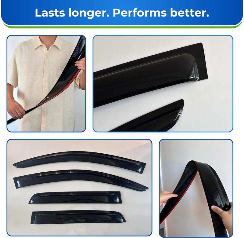KPY Window Visor Rain Guard Deflectors for Toyota Rav4 2001-2005 - 4PC Tape-On Style - Image 3