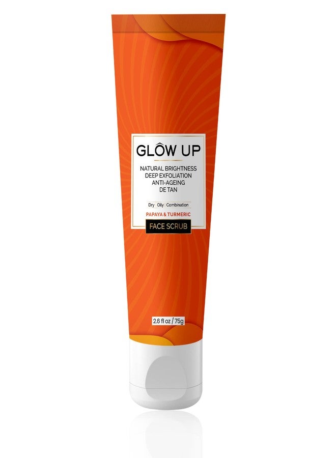 Glow Up Papaya & Turmeric Face Scrub | For Natural Beauty, Detan & Anti-aging | For Dry Oily & Combination skin 75g - Image 1