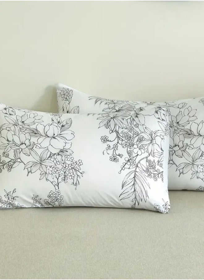 LUNA Home King size 6 piece floral bedding set in black and white vintage style.  - Image 5