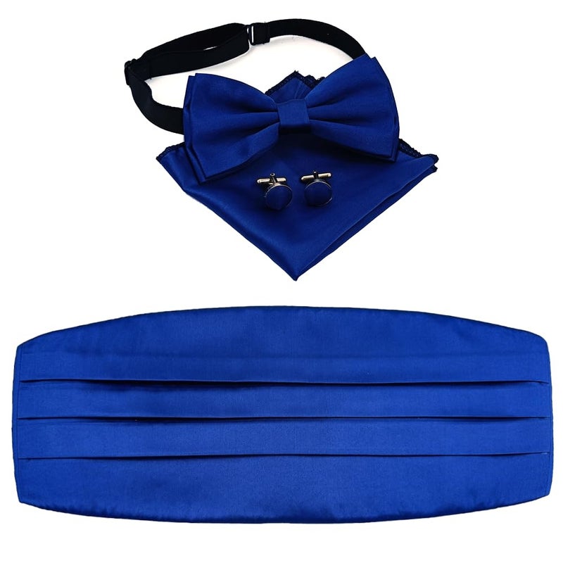 UTF Store UTF Men's Cummerbund Set - Bow Tie (Pretied), Pocket Square & Cufflinks | Formal Wear for Wedding, Party & Business - Image 1