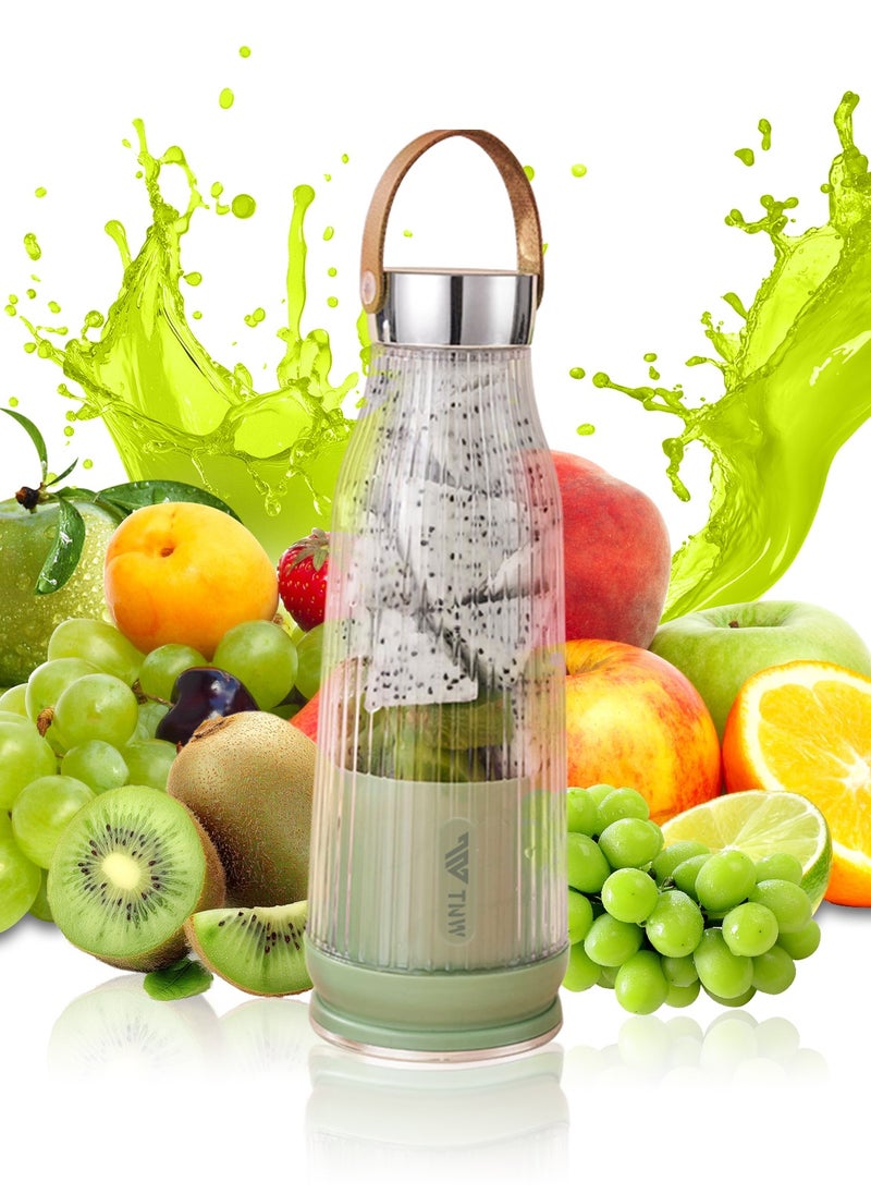 TNW Portable Blender Juice Cup, 500ML USB Rechargeable Fruit Blender, Mini Personal Blender for Shakes, Smoothies, Fresh Juice,  Vegetables(Green)  - Image 1
