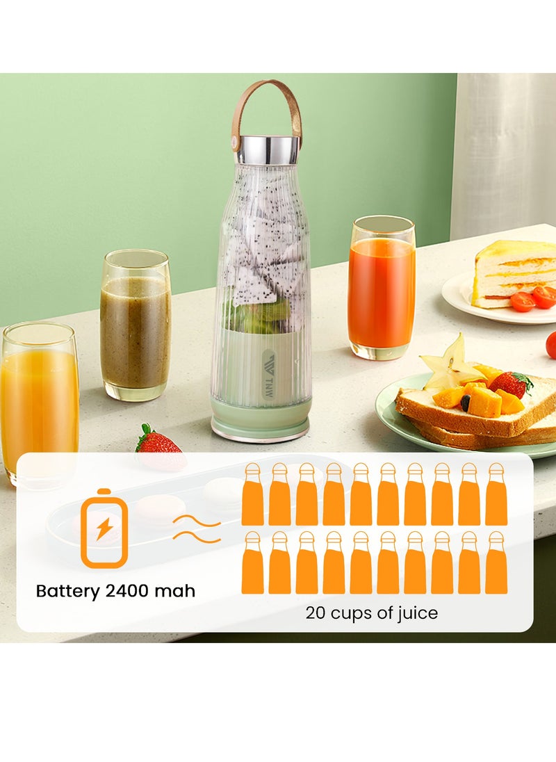 TNW Portable Blender Juice Cup, 500ML USB Rechargeable Fruit Blender, Mini Personal Blender for Shakes, Smoothies, Fresh Juice,  Vegetables(Green)  - Image 5