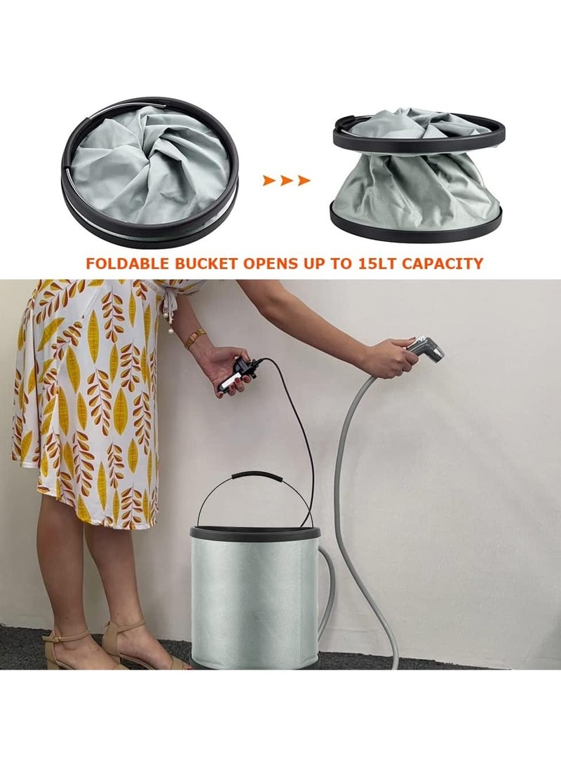 DubaiGallery Cleaning Water Bucket Mop Bucket Foldable Space Saving Bucket Collapsible Bucket with Lid Outdoor Folding Bucket Car Washing Supplies - Image 4