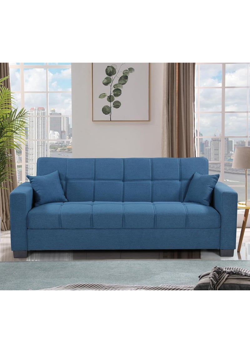 KARNAK Karnak Alba Sofa Cum Bed I Sleeping Fabric Sofa I Three Seat Sofa Bed I Modern Design Living Room Sofa K-S399 Blue 180X110X75 Cm  - Image 1
