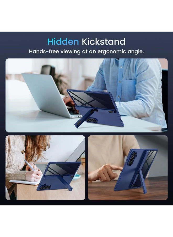 Caka for Samsung Galaxy Z Fold 7 Case with Privacy Screen Protector, [Compatible with Magsafe] [Hidden Kickstand][Hinge Protection] Full Body Hard Shockproof Slim Phone Cover for Z Fold 7 - Blue - Image 2