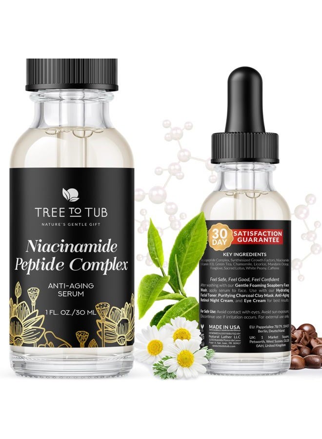 Tree to Tub Peptides & Niacinamide Serum For Face - Advanced Anti Aging Multi Peptide Complex Serum For Men And Women With Niacinamide, Synthesized Growth Factors, Collagen Peptides & Green Tea - Image 1