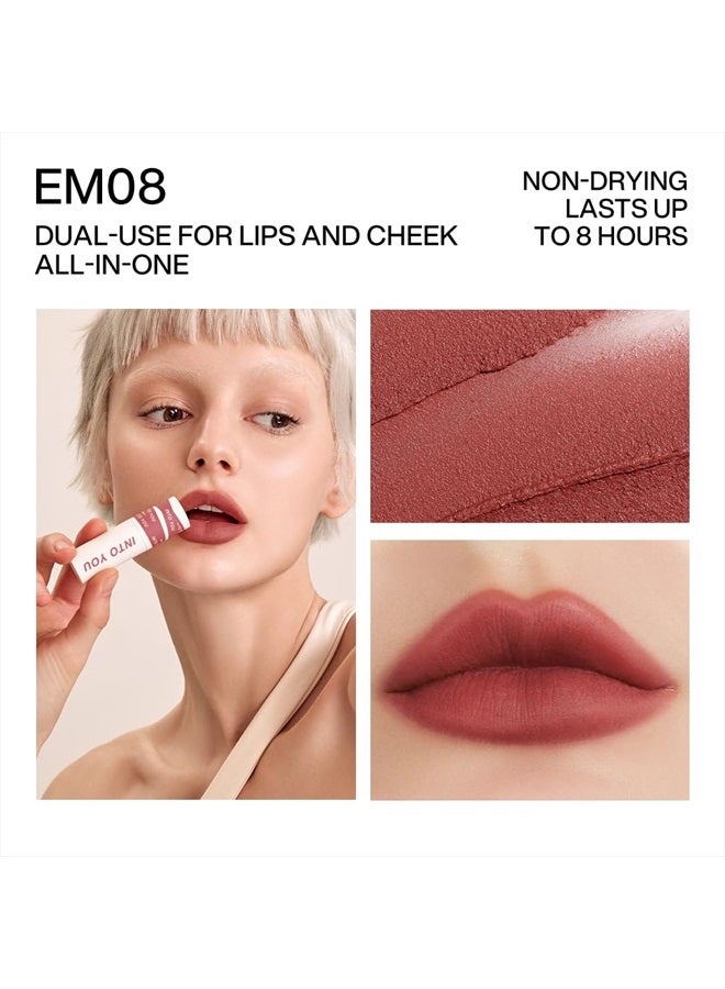 INTO YOU Matte Lipstick for Women, Matte Red Lipstick Long Lasting, Multi-Purpose for Lips and Cheek, Non-Stick Cup Not Fade Lip Stain Makeup Cosmetics Official Directly (EM08) - Image 4