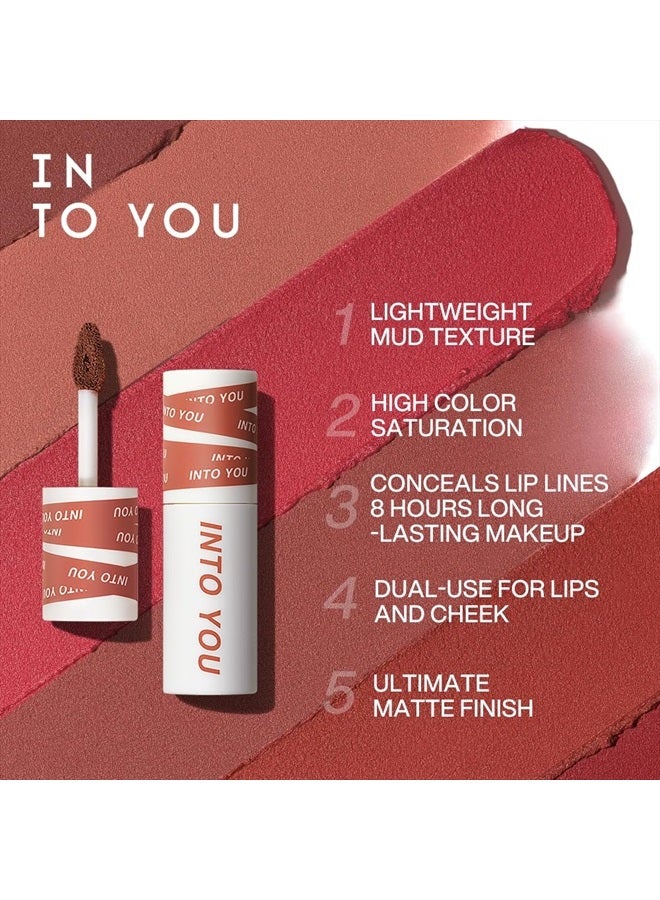 INTO YOU Matte Lipstick for Women, Matte Red Lipstick Long Lasting, Multi-Purpose for Lips and Cheek, Non-Stick Cup Not Fade Lip Stain Makeup Cosmetics Official Directly (EM08) - Image 2
