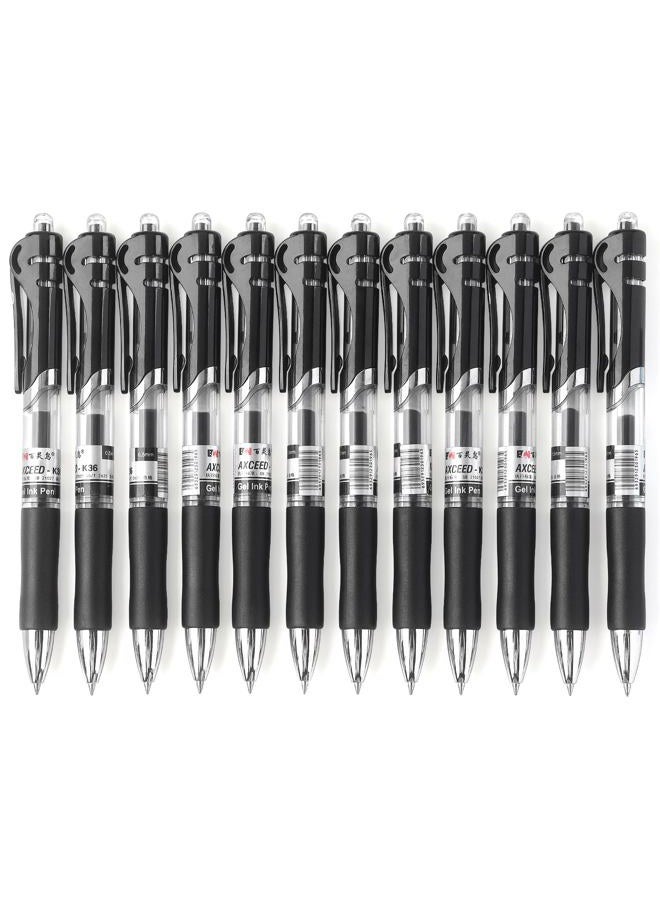 Bribobo Gel Pens Fine Point Smooth Writing Pens, Retractable Black Ink Pens for School Office Supplie, 0.5mm, 12 Pack - Image 1