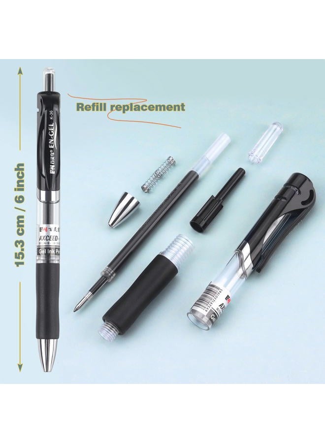 Bribobo Gel Pens Fine Point Smooth Writing Pens, Retractable Black Ink Pens for School Office Supplie, 0.5mm, 12 Pack - Image 2