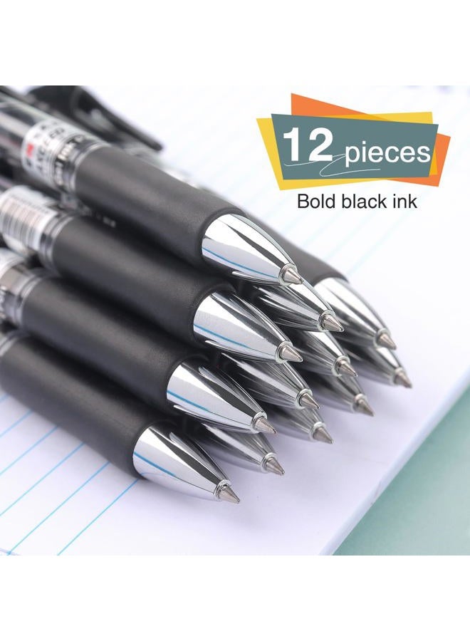 Bribobo Gel Pens Fine Point Smooth Writing Pens, Retractable Black Ink Pens for School Office Supplie, 0.5mm, 12 Pack - Image 4