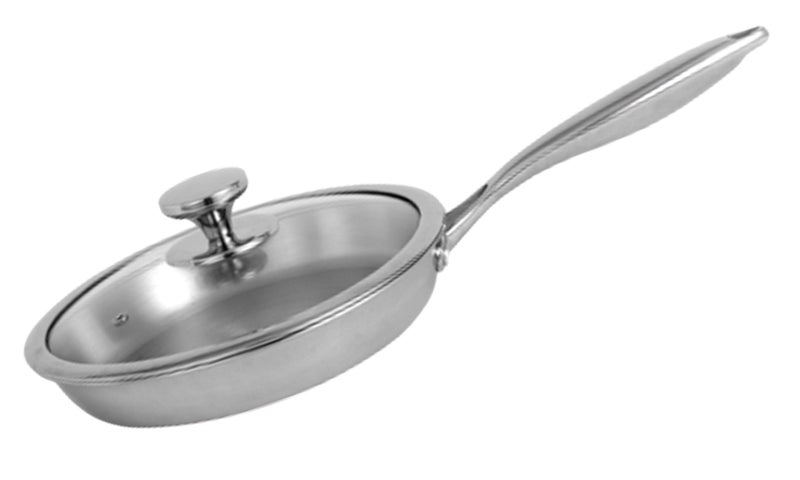 NIRLON Platinum Triply Stainless Steel Fry Pan with Glass Lid- 20 cm (Induction Friendly)|Platinum_Frying Pan 20 - Image 1