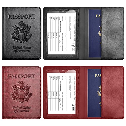 Eoehro 2Pack Passport Holder Wallet Cover Case, Travel Essentials for Women and Men - Image 2