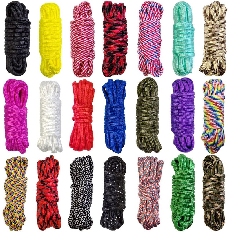 AOHO MOOON 21 Colors Paracord (10FT Each Color), 550lb Parachute Cord Combo Kit for Crafting Bracelets, Lanyards, Dog Collars (21 Colors MixedA, 10FT) - Image 1