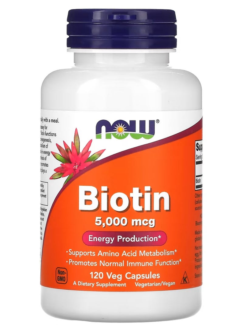 now Biotin 5,000 Mcg - 60 Veg Capsules - Image 1