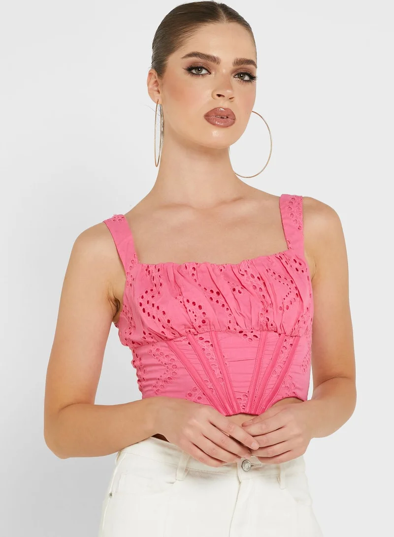 Missguided Broderie Detail Corset
