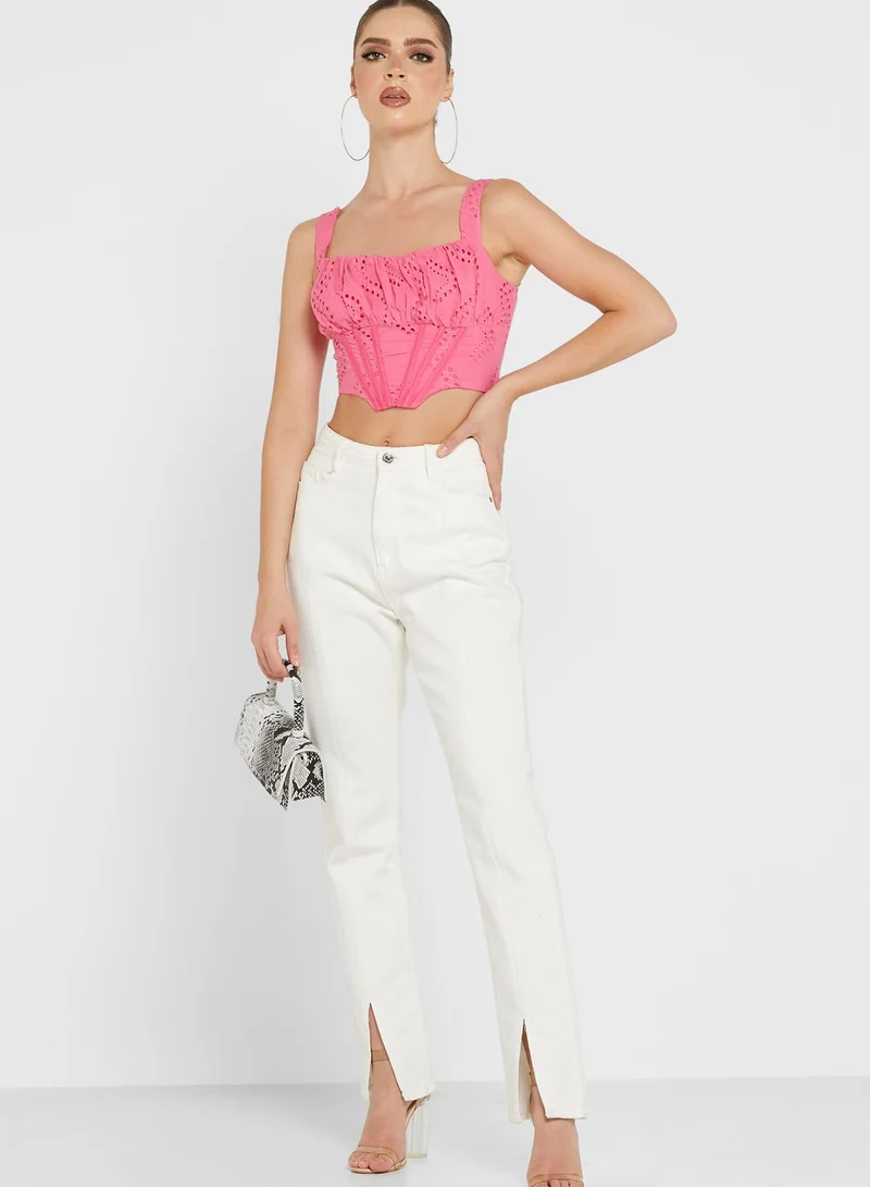 Missguided Broderie Detail Corset
