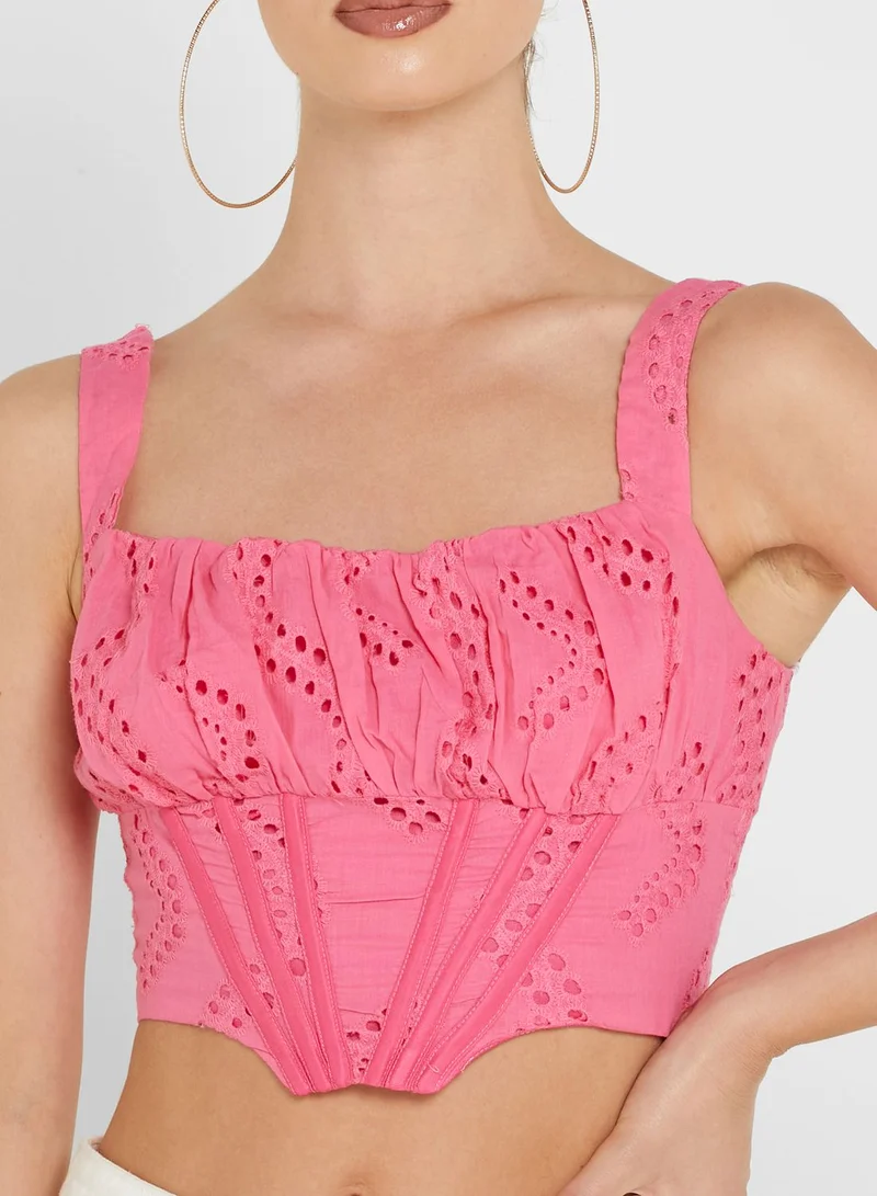 Missguided Broderie Detail Corset
