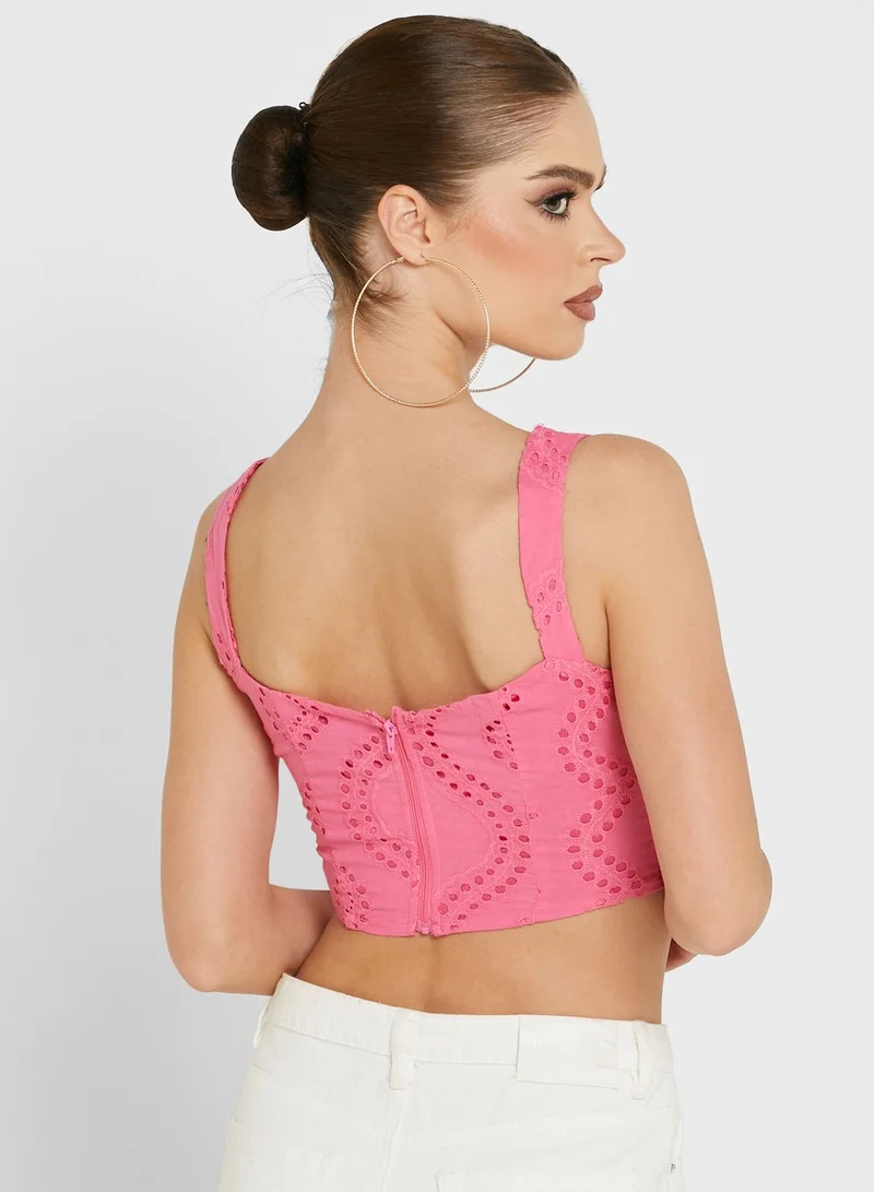 Missguided Broderie Detail Corset