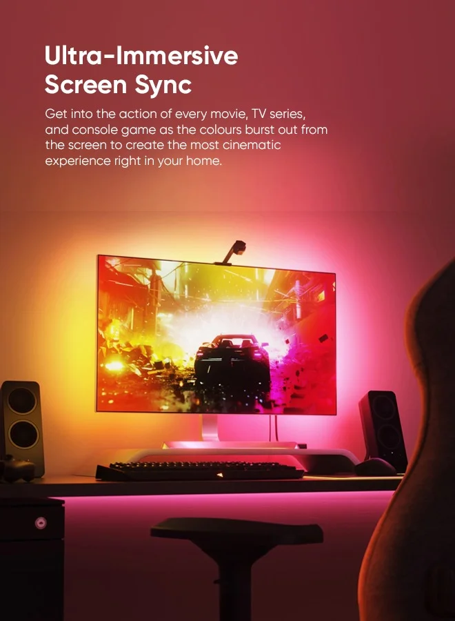 Nanoleaf 4D TV Screen Mirror Camera & LED Lightstrip 4M Kit | Backlight for up to 65" TV Monitor, Camera Mount, WiFi Smart LED, Music React, works w/Apple HomeKit, Alexa, Google, etc| Mirror TV Screen colors