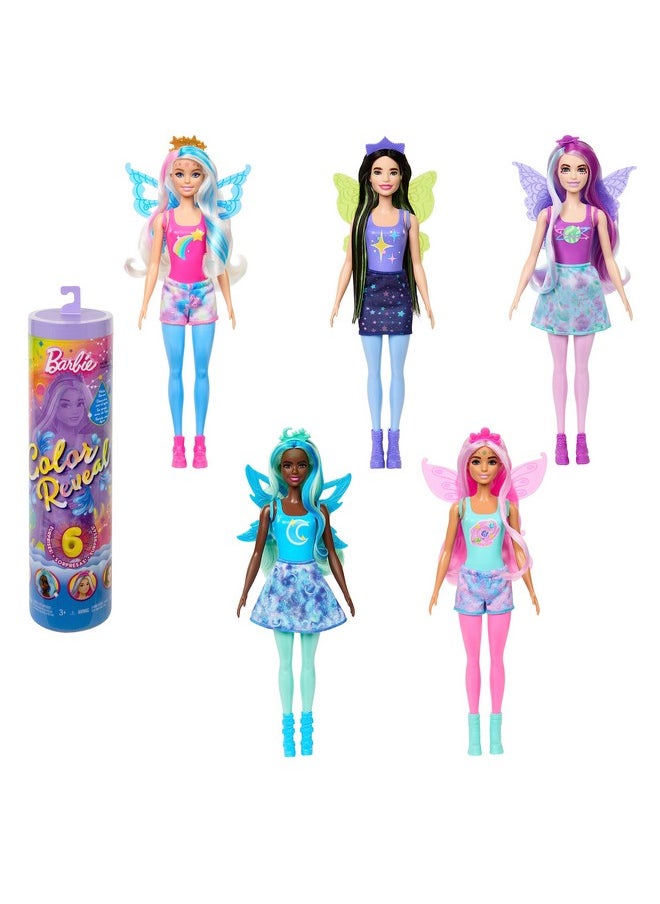 Barbie دمية تكشف عن اللون مع 6 مفاجآت غير متوقعة من سلسلة Rainbow Galaxy مع بريق سماوي وتغير اللون  - Image 1