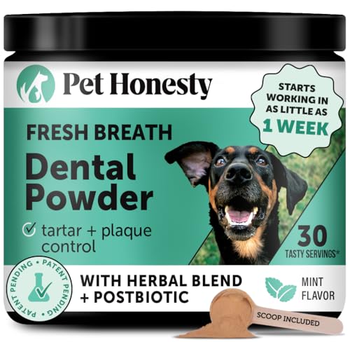 Pet Honesty Dog Breath Freshener Dental Powder for Teeth Cleaning Plaque Off, Dental Care for Dogs, Tartar Remover for Teeth with Natural Herbal Blend + Postbiotics (Mint - 30 Servings) - Image 1