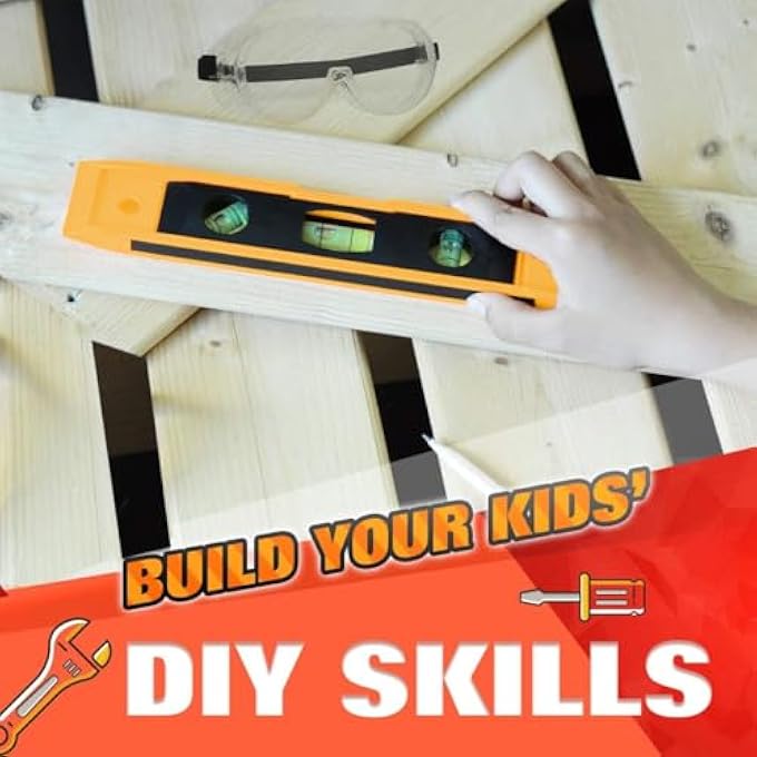 PTCCTV REAL KIDS TOOL SET,22 PCS KIDS JUNIOR TOOL SET WITH WOODWORKING,CONSTRUCTION TOOL SET FOR KIDS PRETEND PLAY,DIY REAL TOOLS FOR BOYS & GIRLS BEGINNER LEARNING,GREAT GIFT TOOL BELT - Image 5