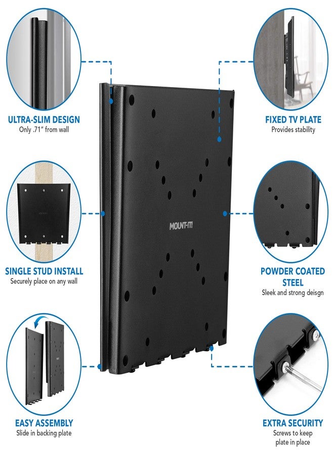 Mount-It! Low-Profile Fixed TV Wall Mount With Removable Plate | Flush Wall Mounting Bracket Fits 23" - 42" Screens Up To VESA 200x200 mm, 66lbs Capacity, Black - Image 3