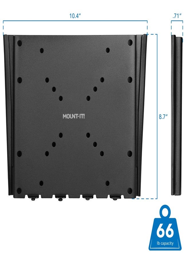 Mount-It! Low-Profile Fixed TV Wall Mount With Removable Plate | Flush Wall Mounting Bracket Fits 23" - 42" Screens Up To VESA 200x200 mm, 66lbs Capacity, Black - Image 5