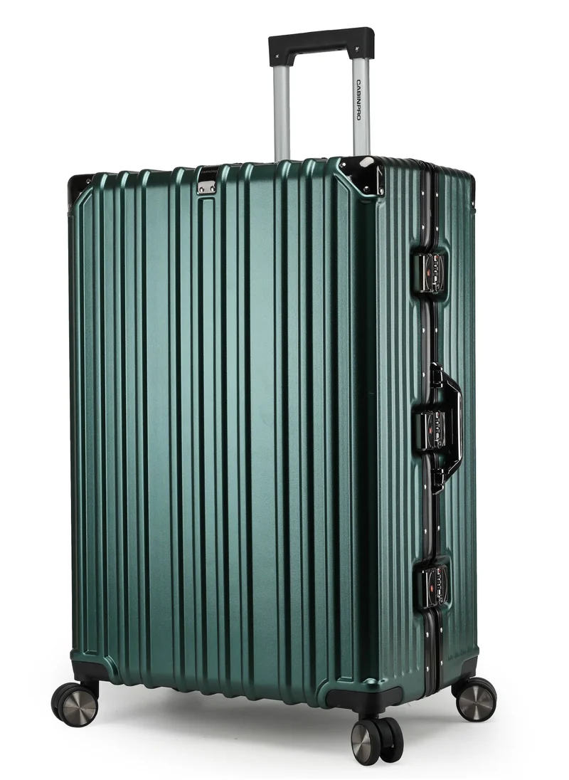 CABINPRO Lightweight Aluminum Frame Fashion Trolley Luggage Set of 3 Polycarbonate Hard Case Suitcase with 4 Quite 360° Double Spinner Wheels CP001 Blackish Green