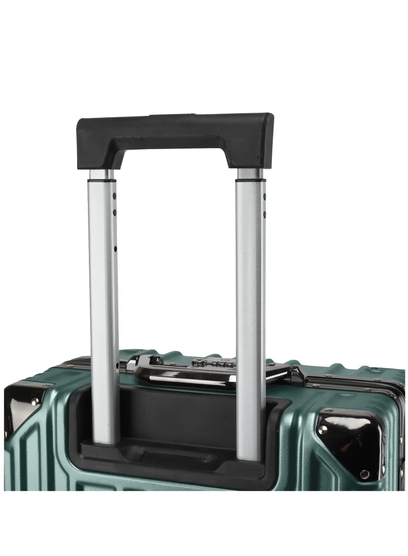كابينبرو Lightweight Aluminum Frame Fashion Trolley Luggage Set of 3 Polycarbonate Hard Case Suitcase with 4 Quite 360° Double Spinner Wheels CP001 Blackish Green