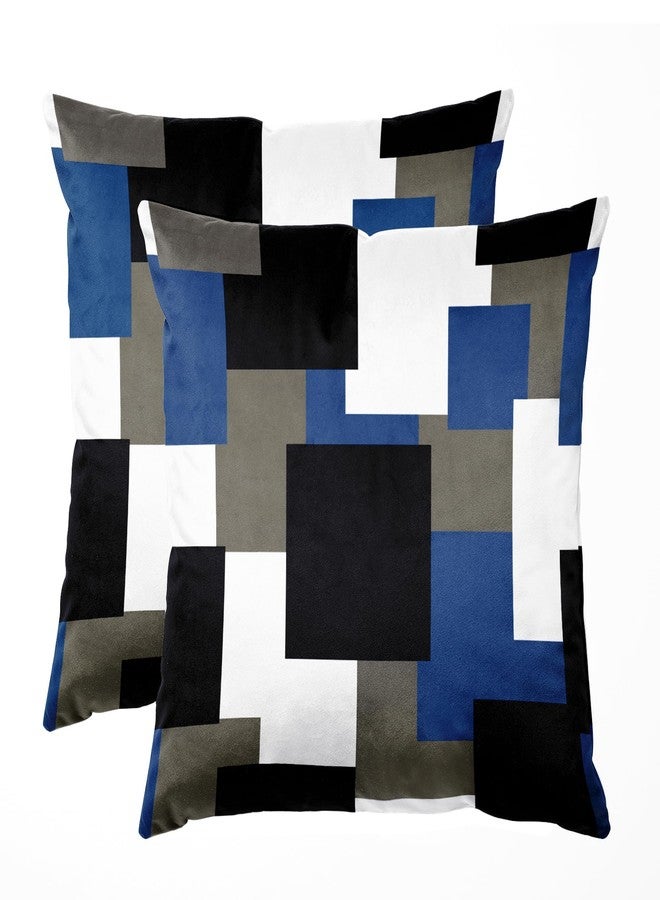 Tyrot Royal Blue Throw Pillow Covers, 18x18 Inches Set of 2 Modern Abstract Geometric Pillowcase, Blue White Square Accent Cushion Case, Soft Pillow Cover for Couch Sofa Bedroom Living Room - Image 1