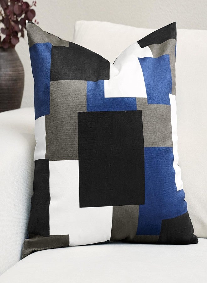 Tyrot Royal Blue Throw Pillow Covers, 18x18 Inches Set of 2 Modern Abstract Geometric Pillowcase, Blue White Square Accent Cushion Case, Soft Pillow Cover for Couch Sofa Bedroom Living Room - Image 3