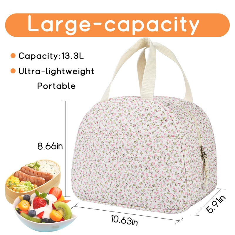 GISMTR Lunch Bag for Women Insulated Lunch Box Cute Quilted Lunch Tote Bags Reusable Large Capacity Cooler Bag for Travel Work Picnic - Image 2