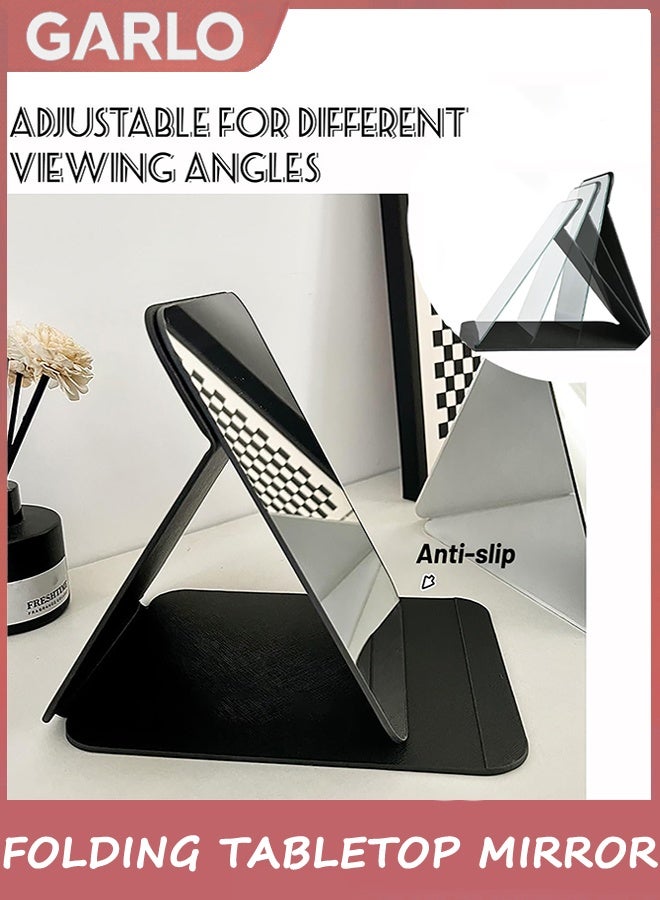 Garlo Folding Tabletop Mirror with PU Leather Makeup Mirror, 25*17CM Portable Travel Mirror, Folding Mirror with Stand Portable, Desktop Vanity Mirror for Office Desk,Vanity Table, Travel, Camping - Image 4