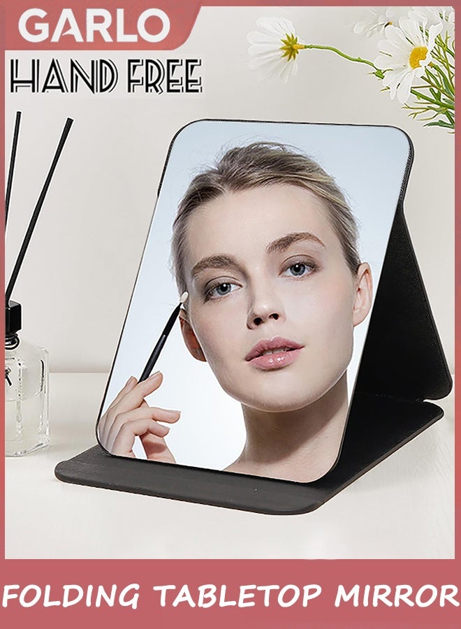 Garlo Folding Tabletop Mirror with PU Leather Makeup Mirror, 25*17CM Portable Travel Mirror, Folding Mirror with Stand Portable, Desktop Vanity Mirror for Office Desk,Vanity Table, Travel, Camping - Image 5